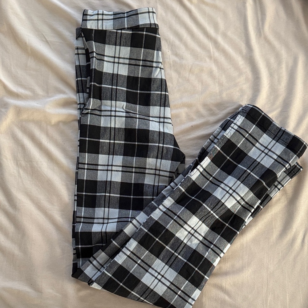 Princess Polly Plaid Black and White Pants